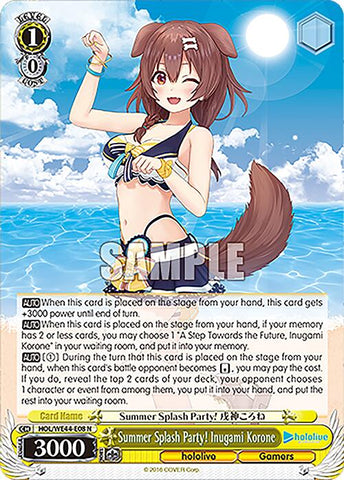 Summer Splash Party! Inugami Korone (HOL/WE44-E08 N) [hololive production Summer Collection Premium Booster]